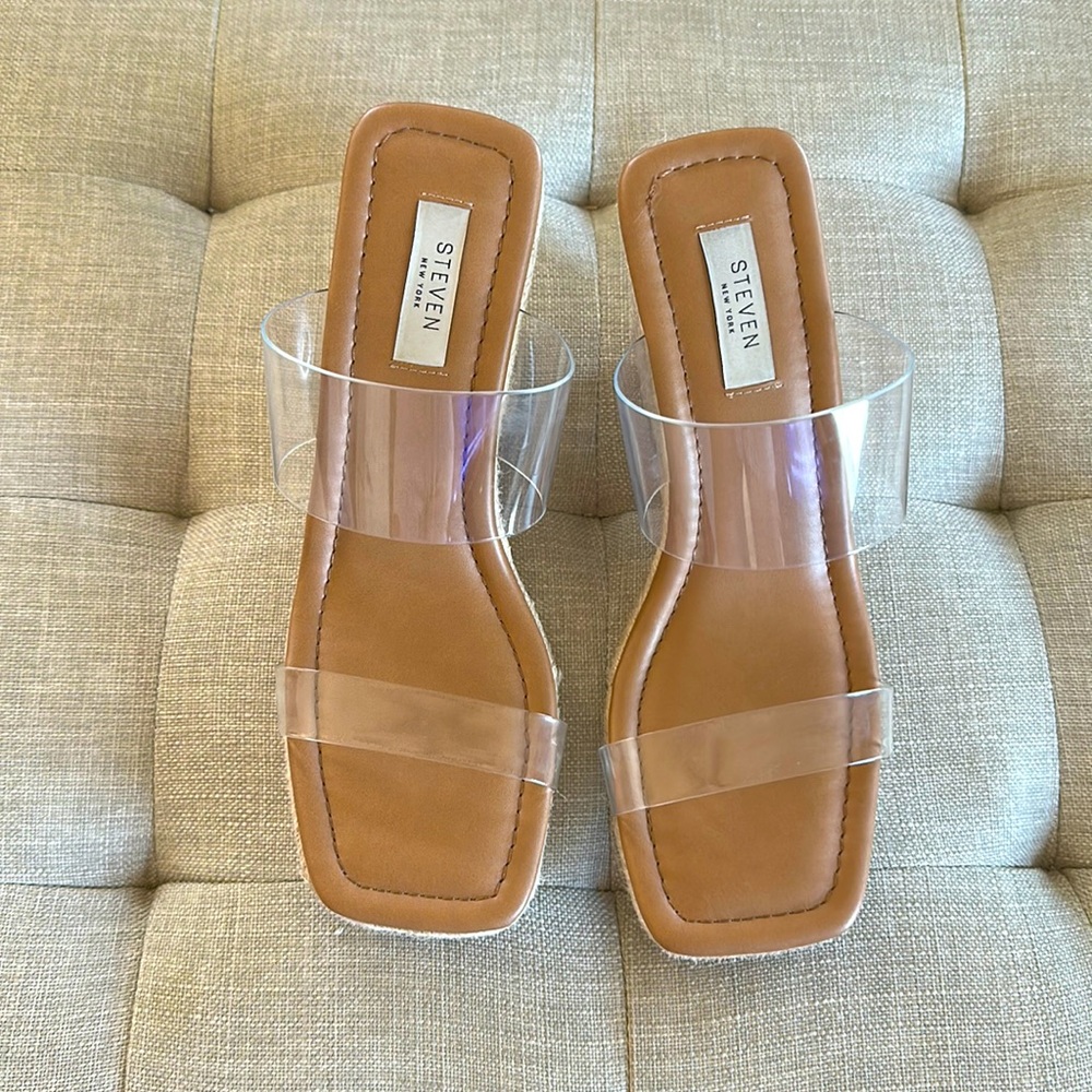Steven New York Malaya Clear Wedges Size 9.5 - Picture 3 of 9